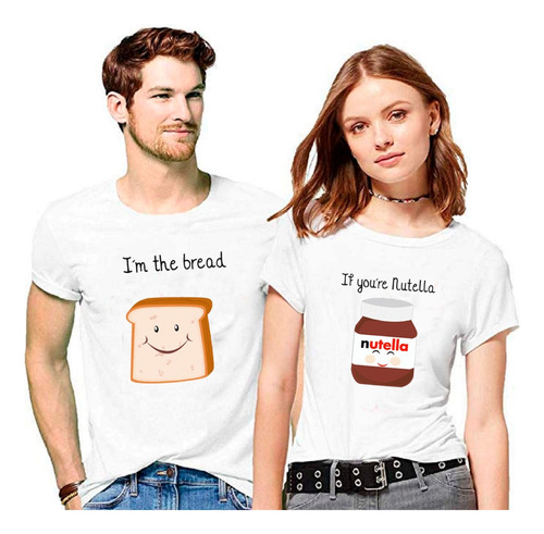 Par De Poleras Pololos/novios/enamorados Nutella Y Pan 