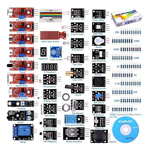 Para Kit Sensor Pi Arduino Frambuesa, Kuman 37 En 1 Proyecto