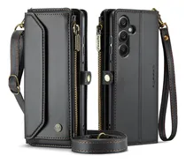 Comprar Bolsa Tipo Carteira De Couro Crossbody Com Zíper Para Samsun