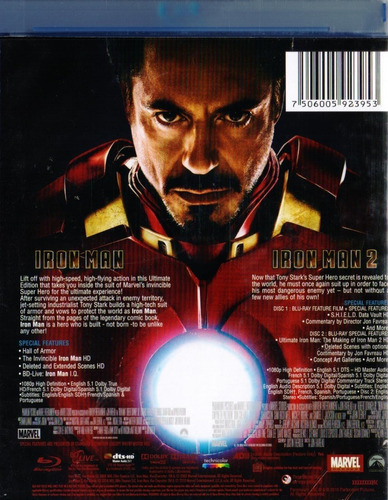 Iron Man 1 Y 2 Marvel Boxset Coleccion 2 Peliculas Blu-ray