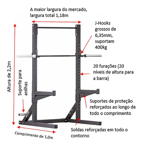 Kit 3 Racks Crossfit Agachamento Supino