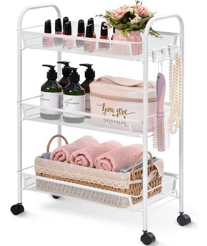 Carrito Organizador Multiusos De 3 Niveles Cocina Baño Blanc