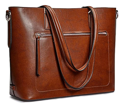 S-zone Genuine Leather Laptop Tote Bag Para Mujeres Maletín 