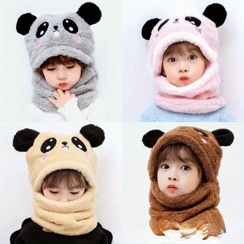 Conjunto De Gorro Y Bufanda De Oso De Dibujos Animados For