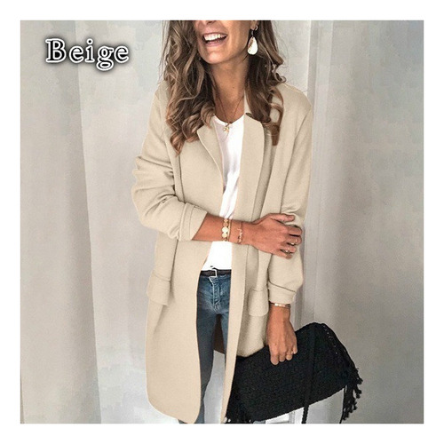 Mujer Casual Color Sólido Manga Larga Falso Bolsillo Blazer