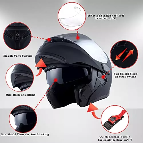  Casco modular de cara completa para motocicleta, casco