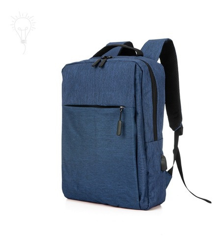 Mochila Executiva Usb Qualidade Incrível C/ Divisórias Cor Azul Desenho do tecido Liso