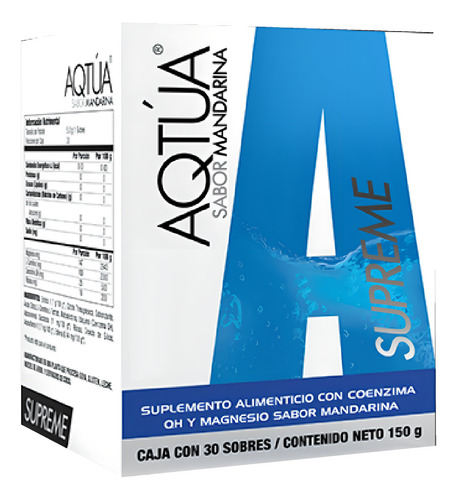 Caja con 30 sobres Aqtua Supreme Detox Avanzado Sabor Mandarina 150 g