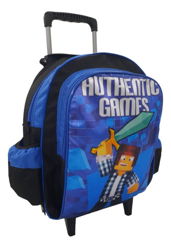 Mochila Authentic Games Craft Infantil Rodinhas Estojo Cor Azul Desenho Do Tecido Authentic Lisa Estojo