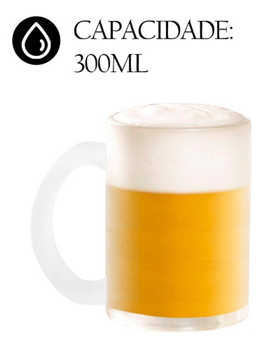 Caneca De Chopp Cerveja Vidro Jateado 300ml Bar Casa