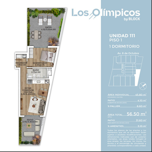 Vendo Apartamento En La Blanqueada, 1 Dormitorio, 2 Patios. El Edificio Contará Con Piscina, Cowork, Gimnasio, Salón De Usos Múltiples.