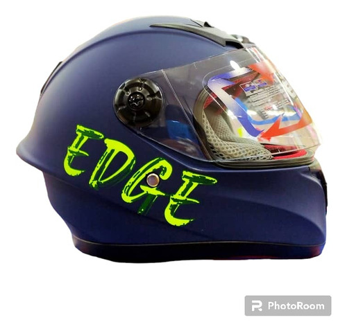 Casco Para Moto Integral Niño Edge Azul