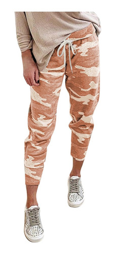 Bolsillo Holgado Casual De Cintura Media Para Mujer, Camufla