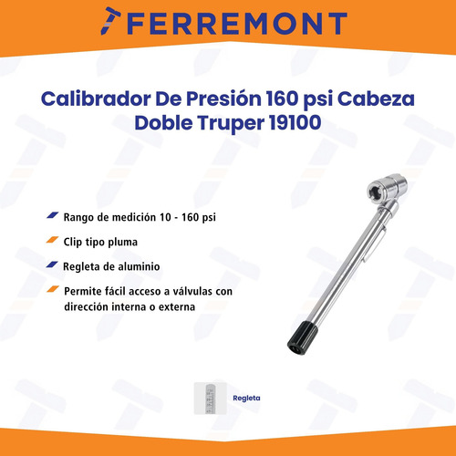 Calibrador De Presión 160 Psi Cabeza Doble Truper 19100