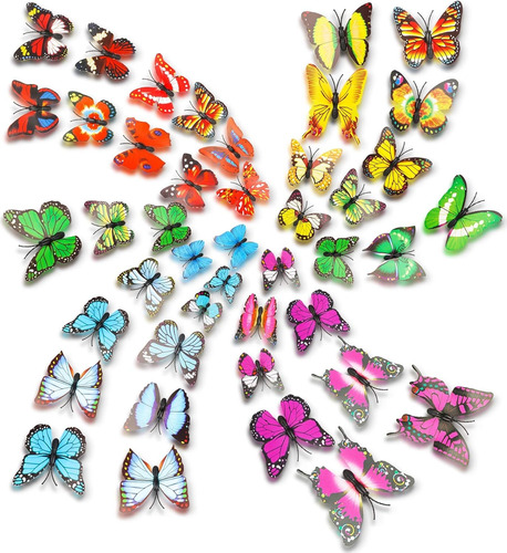 96pcs Etiqueta Engomada De Mariposa Decorativa Calcomanía 3d