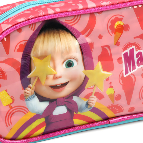 Estojo Escolar Masha E O Urso Luxcel - Salmão
