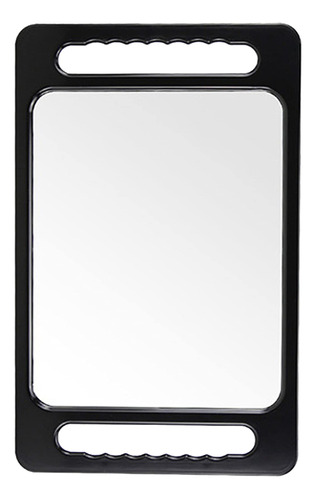 Espejo De Maquillaje De Mano Negro Rectangular Doble Manijas