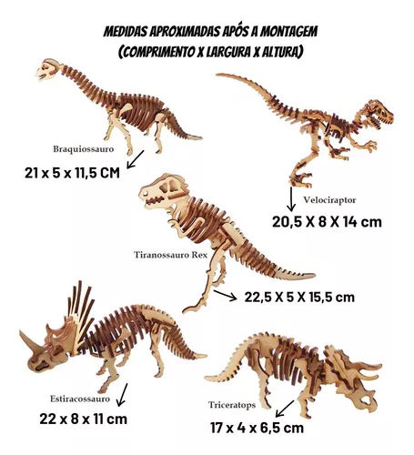 Quebra Cabeça 3D mdf Mini Dinossauro Velociraptor - Genitori Laser