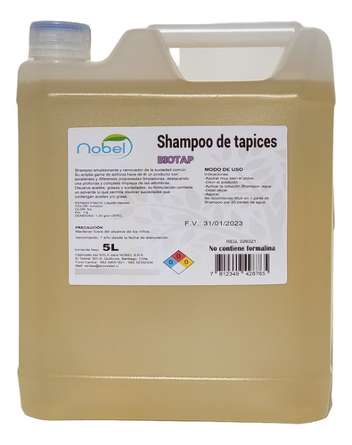 Shampoo Limpia Tapices Autos 5 Litros