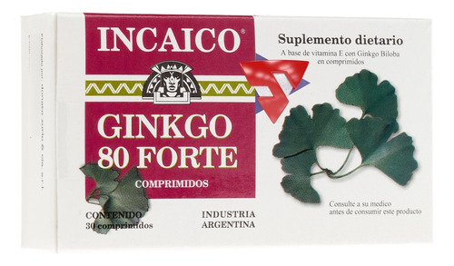 Ginkgo 80 Forte + Vitamina E Incaico 30 Comprimidos 