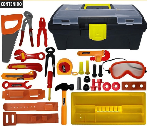 Imagen 5 de 6 de Caja Herramientas Grandes Colage Niños 14puLG 34pz Mod 3000b