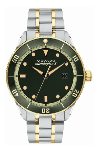 Reloj Movado Heritage Series Calendoplan S 3650096 Original Color de la malla Plateado Color del bisel Verde Color del fondo Verde