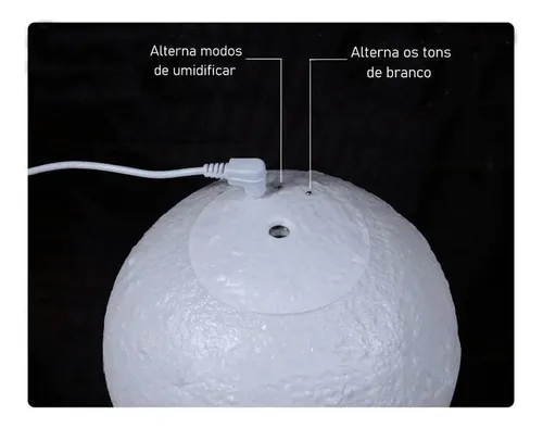 Luminária Lua Cheia 3d Abajur Usb Touch 3 Cores Suporte