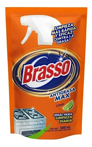 10 Pzas Limpiador Líquido Brasso Gold Antigrasa, Aroma Limón