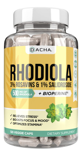 Suplemento Natural De Rhodiola Rosea: 120 Capsulas De 500 Mg