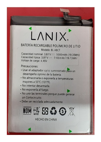 Bateria Lanix 100% Original Para Alpha 5t Modelo Bl-a8ct