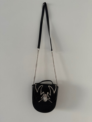 Cartera Jazmín Chebar Negro Lisa Níquel Negro (Usado)