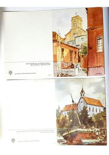 Lote De 9 Postales Antiguas Acuarelas De Lukas De 17x24,5 Cm (Usado)