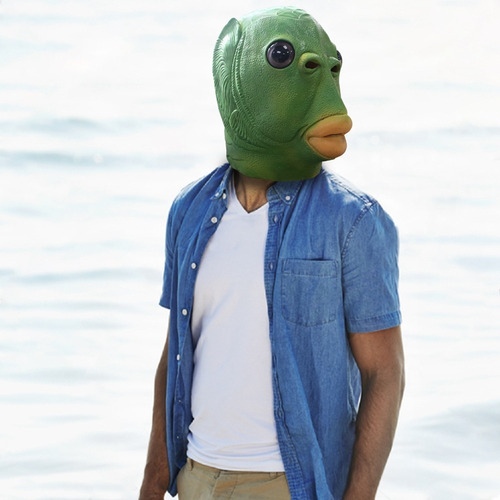 . Máscaras De Cabeza De Pez Verde Feo For Cosplay For