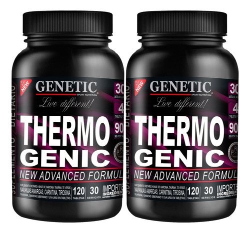2x1 Pastillas Quema Grasas Mujer Thermogenic Genetic + Dieta Sabor Neutro