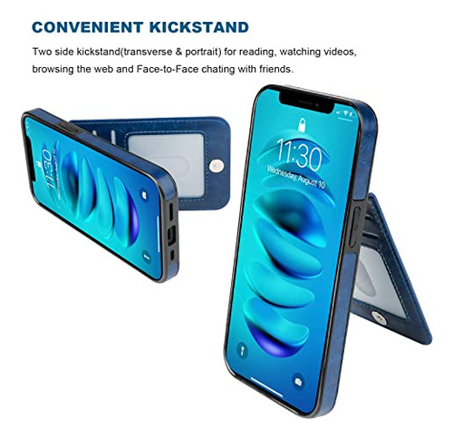 Funda Cartera Para iPhone 14 Plus Azul 6.7 PuLG Piel