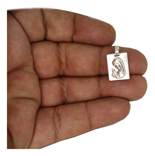 Dije Medalla Virgen Niña Nena Plata 925 Bautismo Comunion Color Plateado