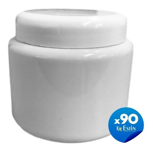 Imagen 1 de 10 de Potes Plasticos 350 Cc Redondo Blanco Pvc X 90 Un.