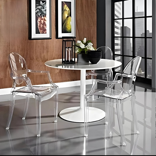 Silla Moderna Ghost 1 Pz Con Brazo Comedor Eventos Hogarden