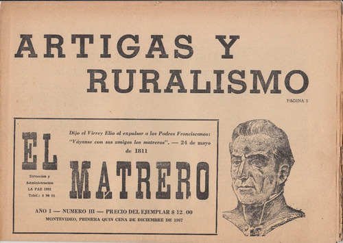 1967 Uruguay Ruralismo El Matrero Nº 3 Dante Ronco Magnone 