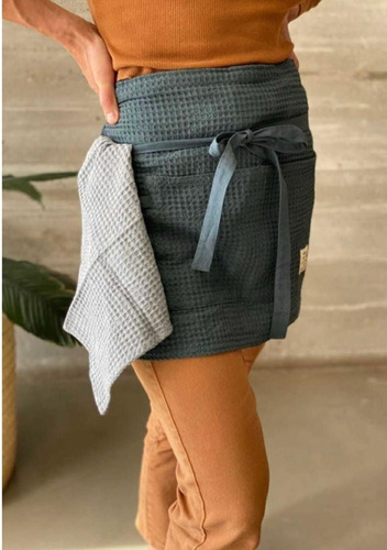 Imagen 2 de 4 de Delantal Cocina Hombre Mujer Chef Corto Wafle Petite Affaire