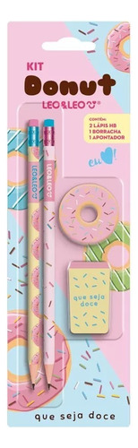 Kit Escolar Léo&léo (2-lápis,1-borracha,1-apontador) Donut