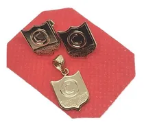 Comprar Juego Dije Medalla Y Aretes Topos Once Caldas  Oro Lam 18k