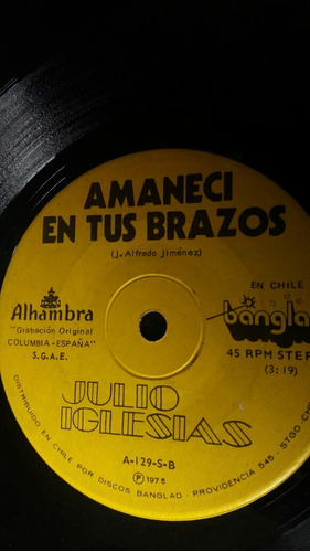 Vinilo Single De Julio Iglesias  Amaneci En Tus Brazos (o51