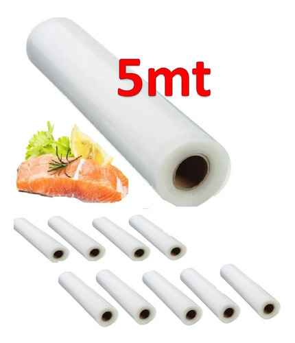 Imagen 1 de 6 de Pack X10 Rollo Sellar Vacio Bolsas Para Sellar Al Vacio 5mts