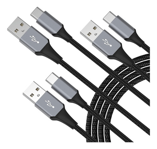 Pack De 3 Cables Usb A Usb Tipo C Largo 0.9m Y 1.8m 3a