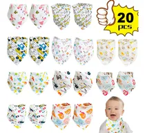 Comprar Akgodofwar - 20 Piezas Baberos Para Niñas, Baberos De Bandana Para Niños, Bandanas Impermeables Con 100% Algodón, Baberos Para Dentición Al Destete Alimentación Delantales