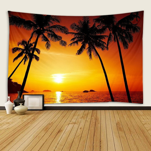 Tapiz De Pared De La Playa Del Atardecer, 150 X 130 Cm