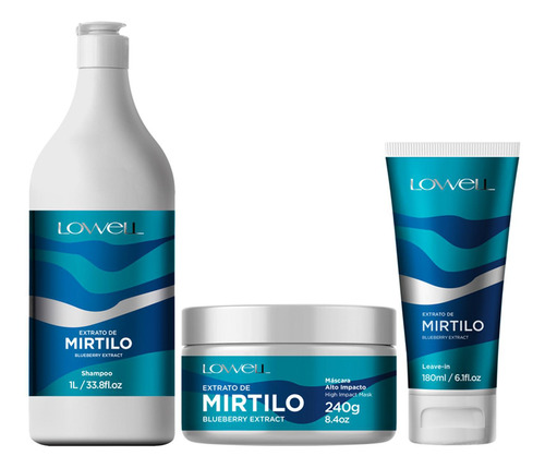 Extrato De Mirtilo Lowell Shampoo 1 Lt Máscara 240g Leave-in