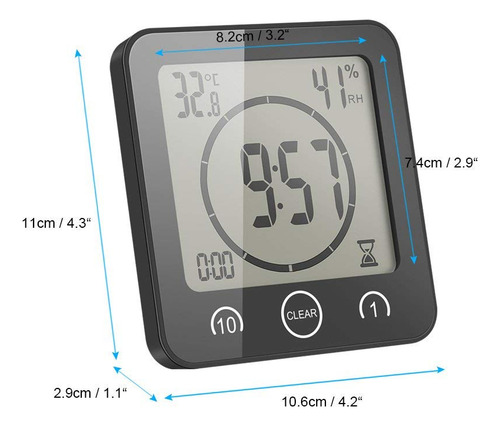 Reloj De Ducha Digital Cronómetro Impermeable Negro