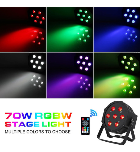 Luces De Escenario Par Led, 70w 7led Dmx Rgbw Par Can D...